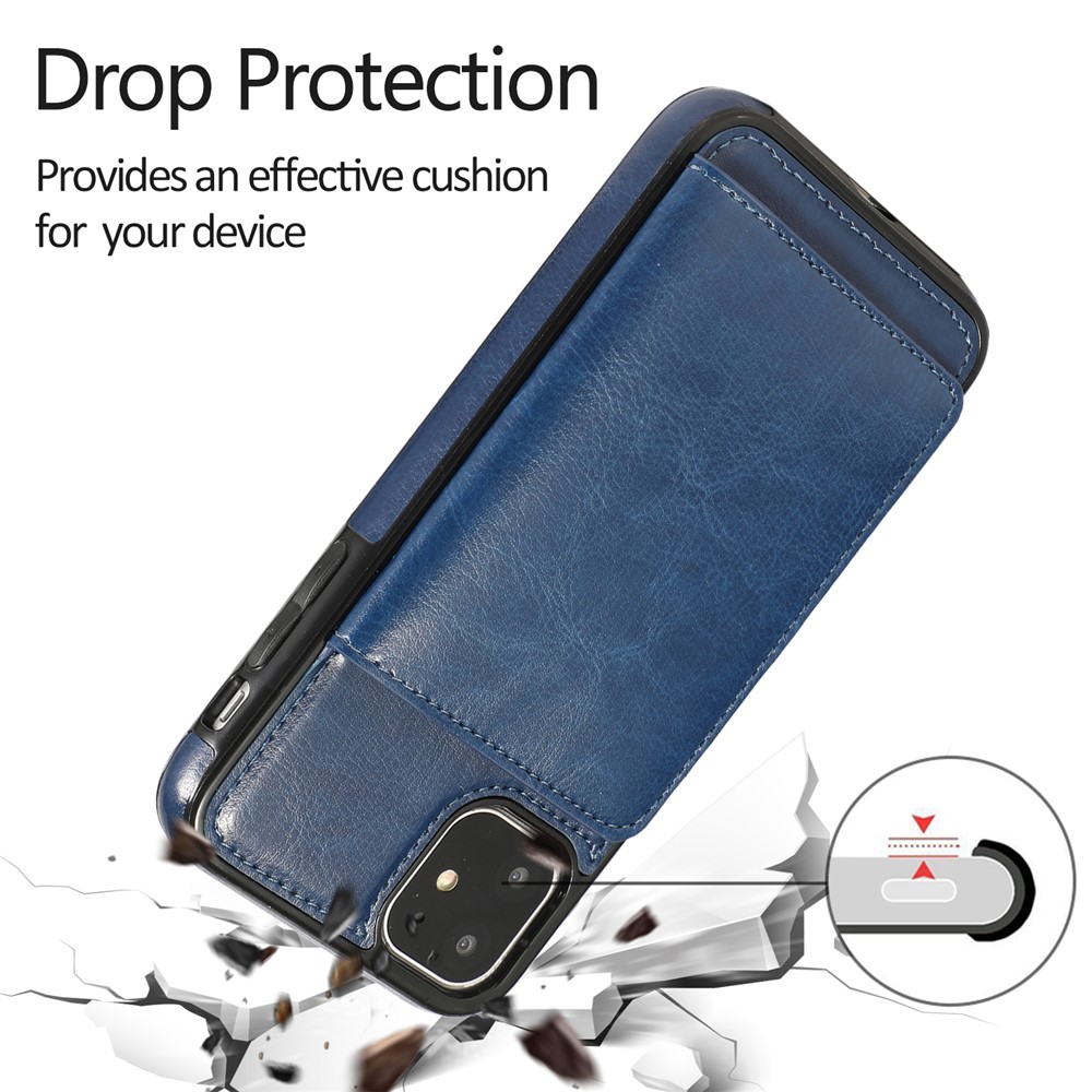 PU Leather + TPU Plusieurs Emplacements de Cartes Shel de la Couverture du Téléphone Pour Iphone 11 6,1 Pouces (2019) - Bleu-4