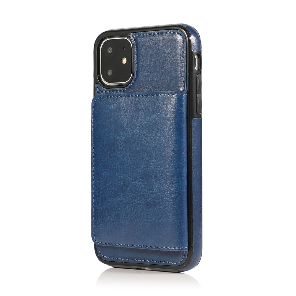 Couro Pu + Tpu Vários Slots De Cartão Suporte Shell Tampa Do Telefone Para Iphone 11 6.1 Polegadas (2019) - Azul-6
