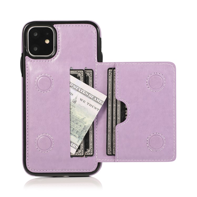 PU Leather + TPU Multiple Card Slots Stand Phone Cover Shell for iPhone 11 6.1 inch (2019) - Purple-10