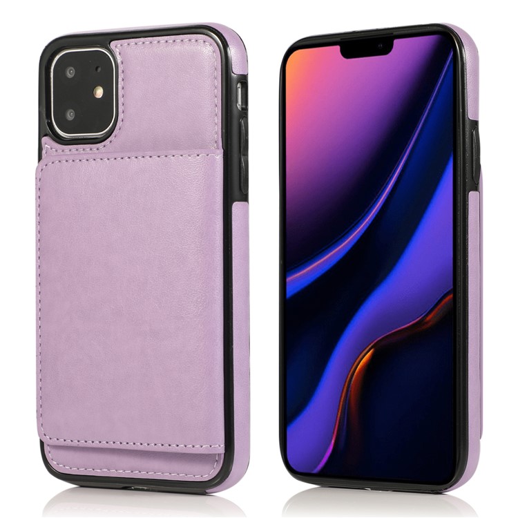 PU Leather + TPU Multiple Card Slots Stand Phone Cover Shell for iPhone 11 6.1 inch (2019) - Purple-2