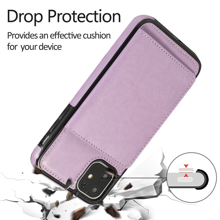 PU Leather + TPU Multiple Card Slots Stand Phone Cover Shell for iPhone 11 6.1 inch (2019) - Purple-4