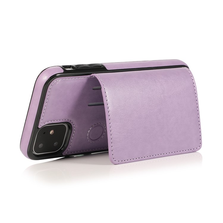 PU Leather + TPU Multiple Card Slots Stand Phone Cover Shell for iPhone 11 6.1 inch (2019) - Purple-9