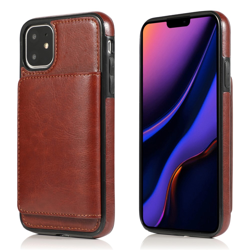 PU Leather + TPU Multiple Card Slots Stand Phone Cover Shell for iPhone 11 6.1 inch (2019) - Brown-2