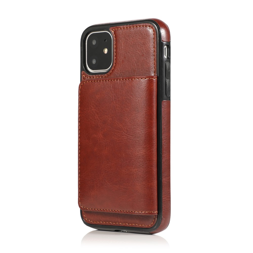 PU Leather + TPU Multiple Card Slots Stand Phone Cover Shell for iPhone 11 6.1 inch (2019) - Brown-6