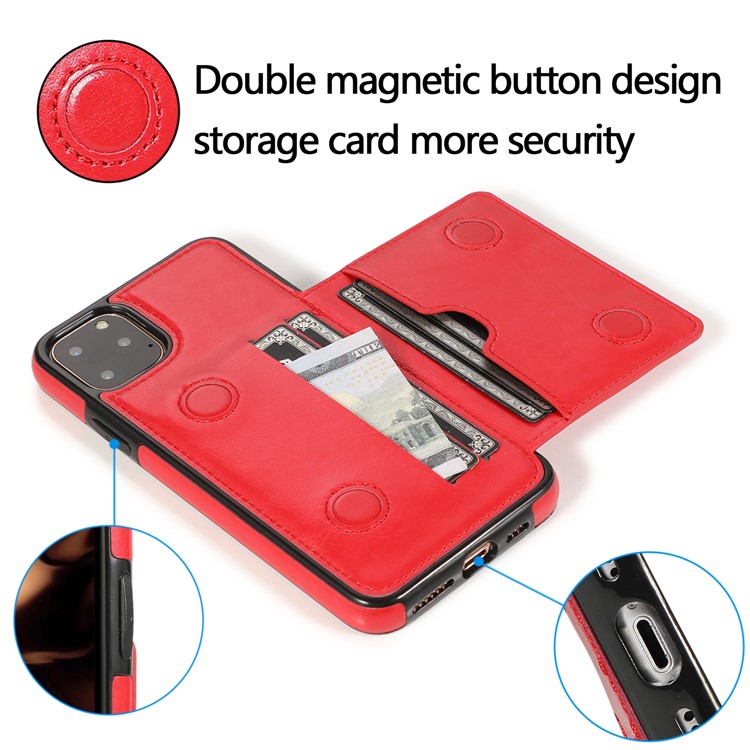 PU Leather + TPU Multiple Card Slots Phone Stand Shell for iPhone 11 Pro 5.8 inch (2019) - Red-12