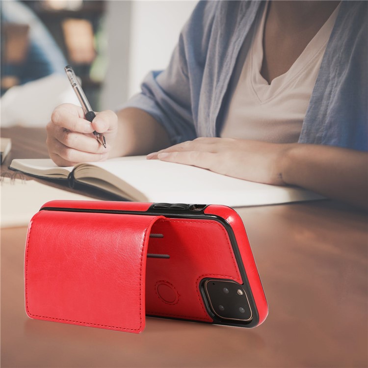 PU Leather + TPU Multiple Card Slots Phone Stand Shell for iPhone 11 Pro 5.8 inch (2019) - Red-14