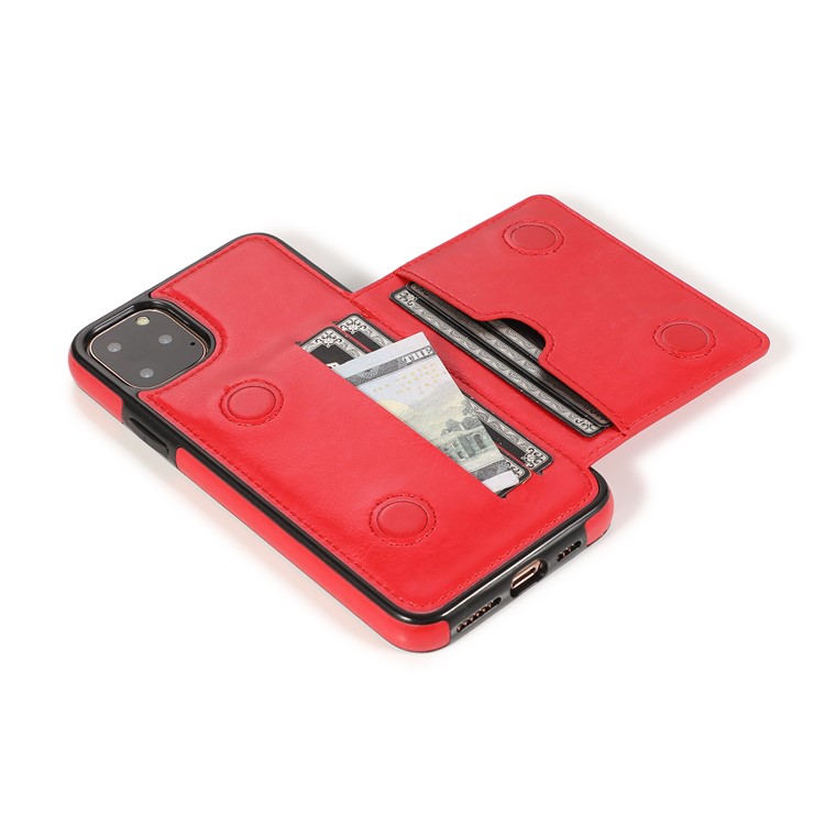 PU Leather + TPU Multiple Card Slots Phone Stand Shell for iPhone 11 Pro 5.8 inch (2019) - Red-6