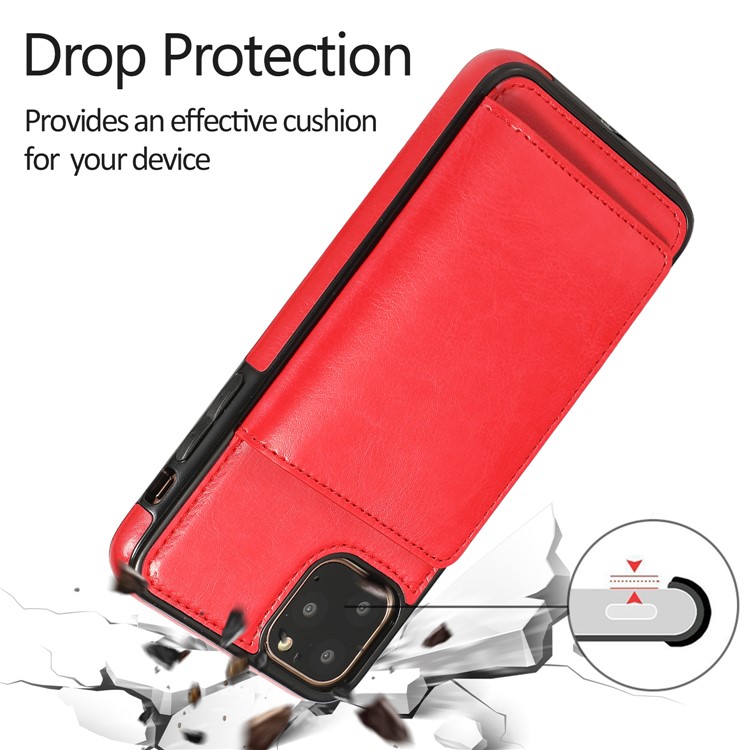 PU Leather + TPU Multiple Card Slots Phone Stand Shell for iPhone 11 Pro 5.8 inch (2019) - Red-9