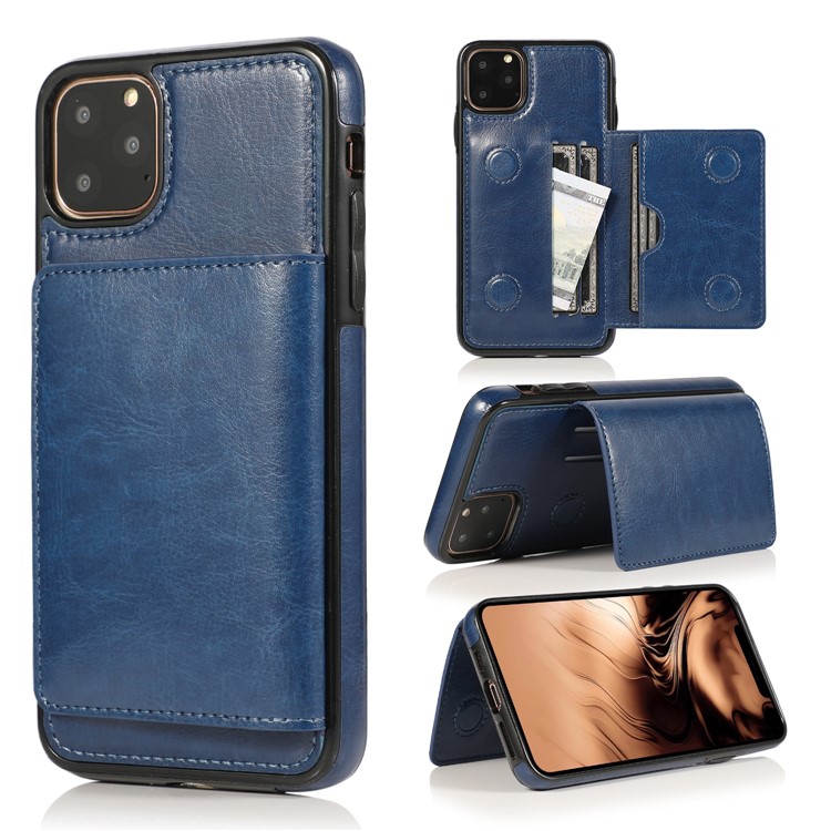 PU Leather + TPU Multiple Card Slots Phone Stand Shell for iPhone 11 Pro 5.8 inch (2019) - Blue-1