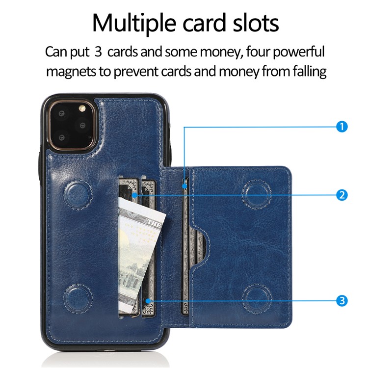 PU Leather + TPU Multiple Card Slots Phone Stand Shell for iPhone 11 Pro 5.8 inch (2019) - Blue-10