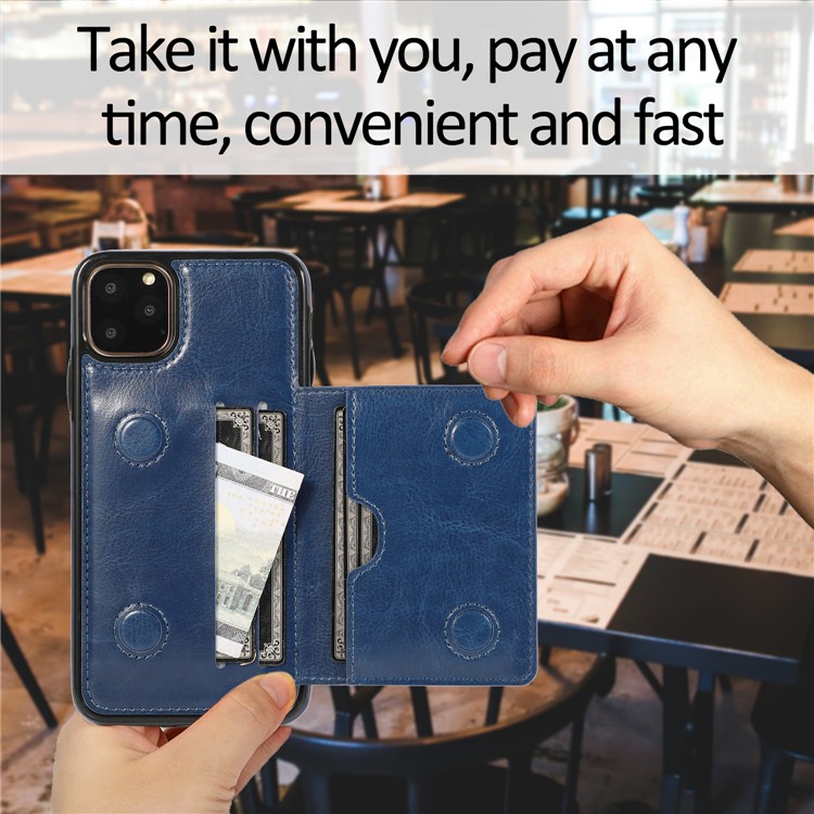 PU Leather + TPU Multiple Card Slots Phone Stand Shell for iPhone 11 Pro 5.8 inch (2019) - Blue-11