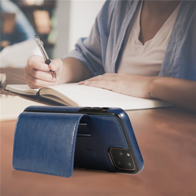 PU Leather + TPU Multiple Card Slots Phone Stand Shell for iPhone 11 Pro 5.8 inch (2019) - Blue-14