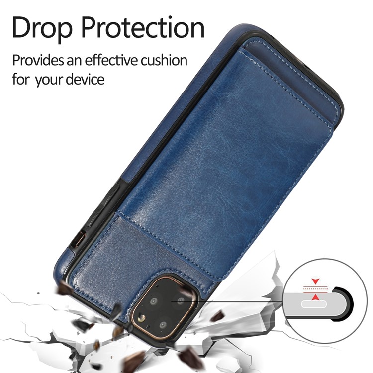 PU Leather + TPU Multiple Card Slots Phone Stand Shell for iPhone 11 Pro 5.8 inch (2019) - Blue-9