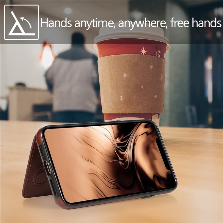 PU Leather + TPU Multiple Card Slots Phone Stand Shell for iPhone 11 Pro 5.8 inch (2019) - Brown-10