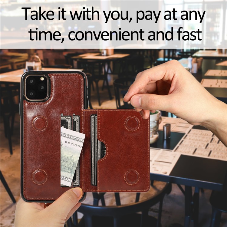 PU Leather + TPU Multiple Card Slots Phone Stand Shell for iPhone 11 Pro 5.8 inch (2019) - Brown-12