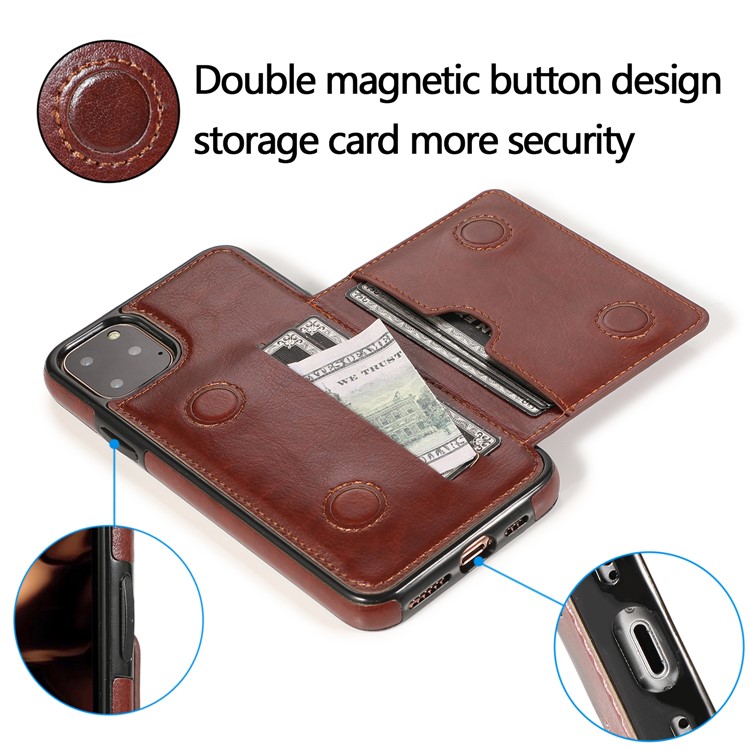 PU Leather + TPU Multiple Card Slots Phone Stand Shell for iPhone 11 Pro 5.8 inch (2019) - Brown-13