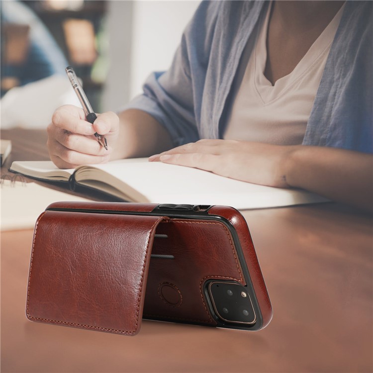 PU Leather + TPU Multiple Card Slots Phone Stand Shell for iPhone 11 Pro 5.8 inch (2019) - Brown-14