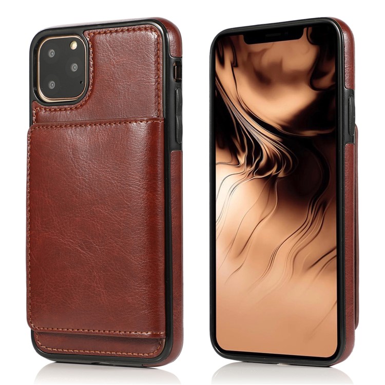 PU Leather + TPU Multiple Card Slots Phone Stand Shell for iPhone 11 Pro 5.8 inch (2019) - Brown-2