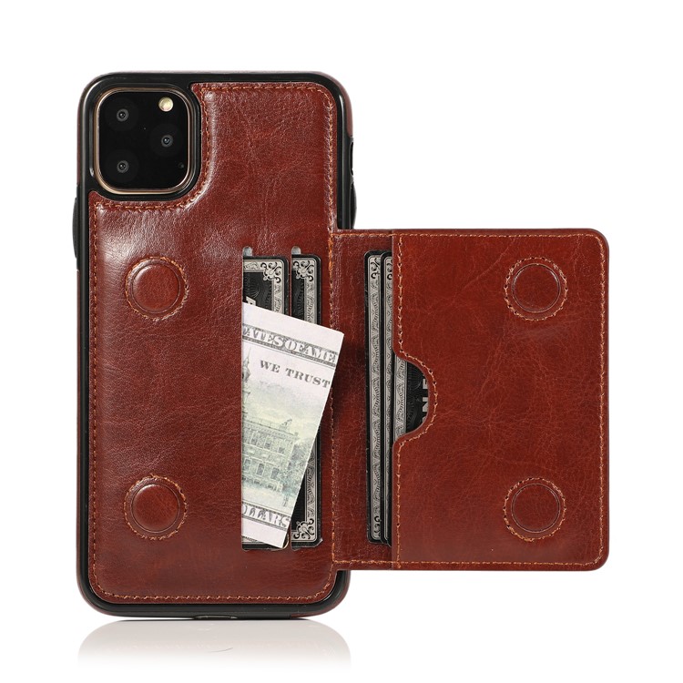 PU Leather + TPU Multiple Card Slots Phone Stand Shell for iPhone 11 Pro 5.8 inch (2019) - Brown-7