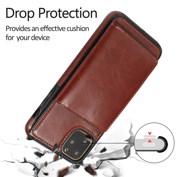 PU Leather + TPU Multiple Card Slots Phone Stand Shell for iPhone 11 Pro 5.8 inch (2019) - Brown-9