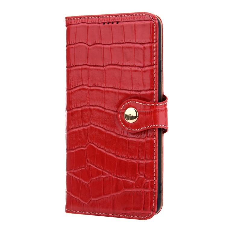 Crocodile Texture Wallet Stand Genuine Leather Case for iPhone 11 Pro Max 6.5 inch - Red-2