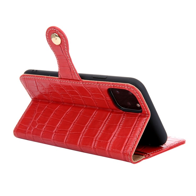 Crocodile Texture Wallet Stand Genuine Leather Case for iPhone 11 Pro Max 6.5 inch - Red-4