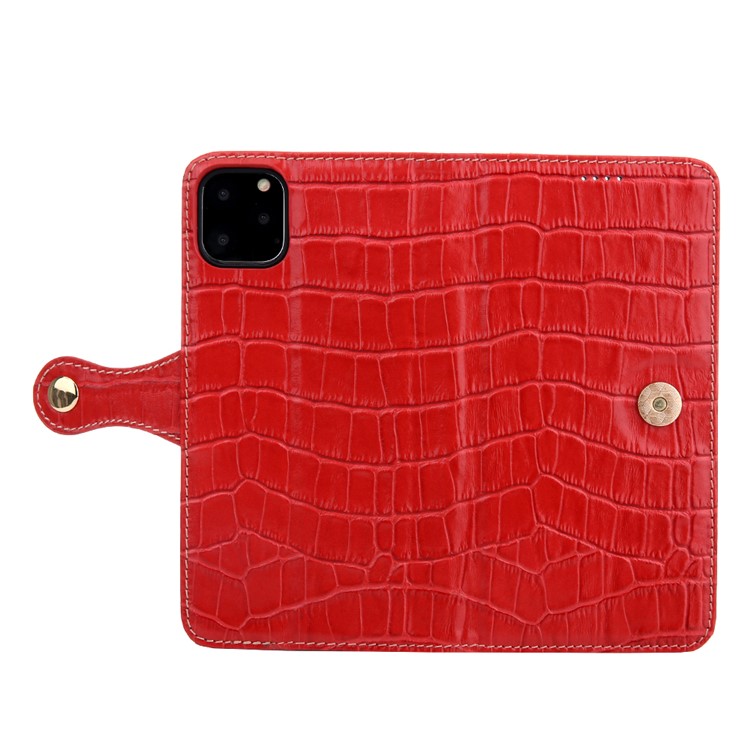 Crocodile Texture Wallet Stand Genuine Leather Case for iPhone 11 Pro Max 6.5 inch - Red-7