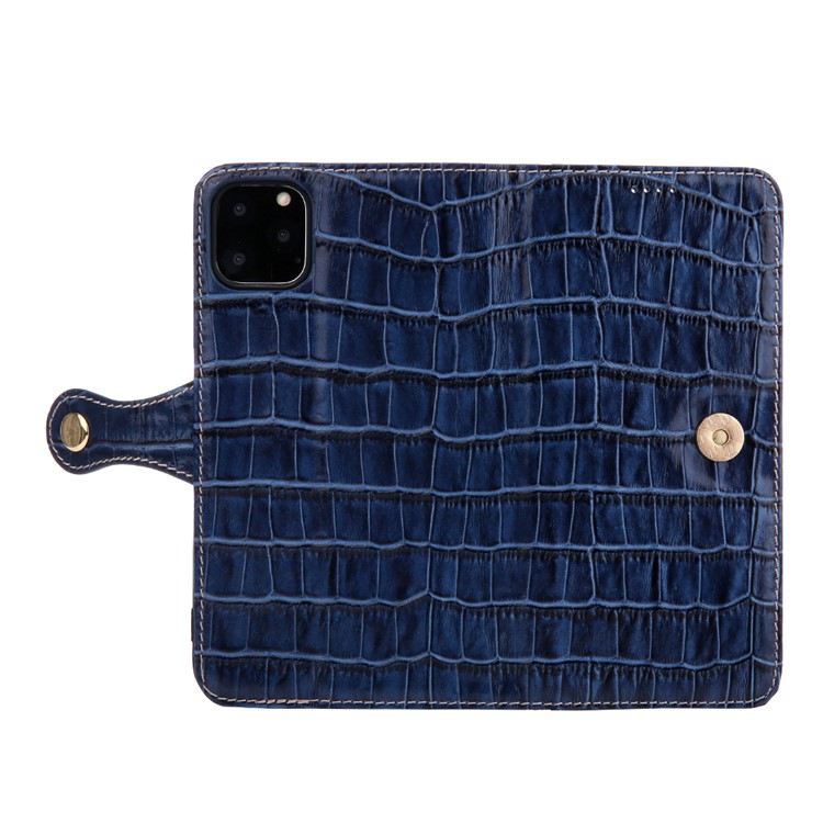 Crocodile Texture Wallet Stand Genuine Leather Case for iPhone 11 Pro Max 6.5 inch - Blue-7