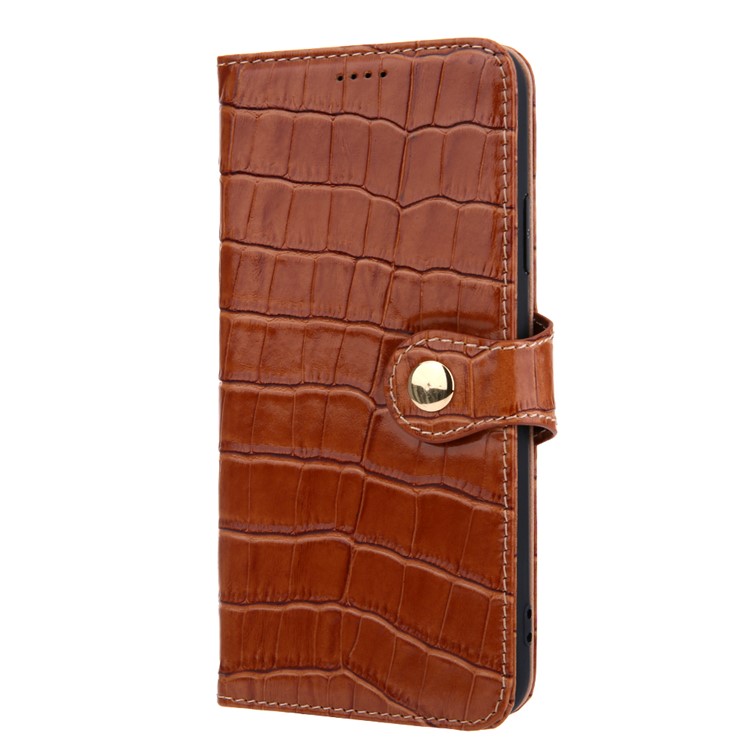 Crocodile Texture Wallet Stand Genuine Leather Case for iPhone 11 6.1 inch - Brown-2