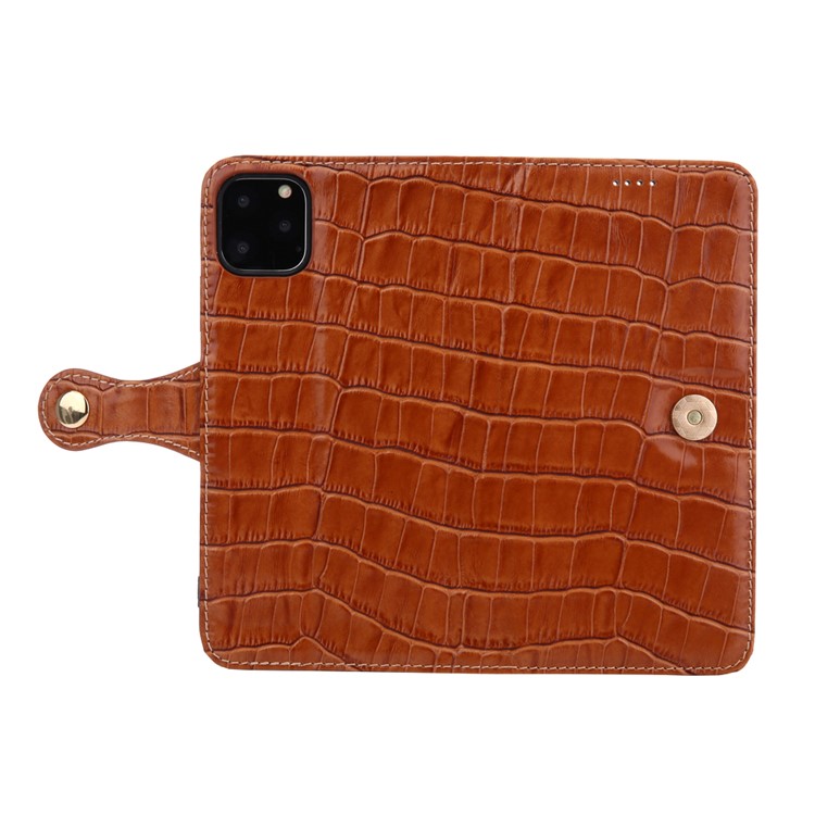 Crocodile Texture Wallet Stand Genuine Leather Case for iPhone 11 6.1 inch - Brown-7