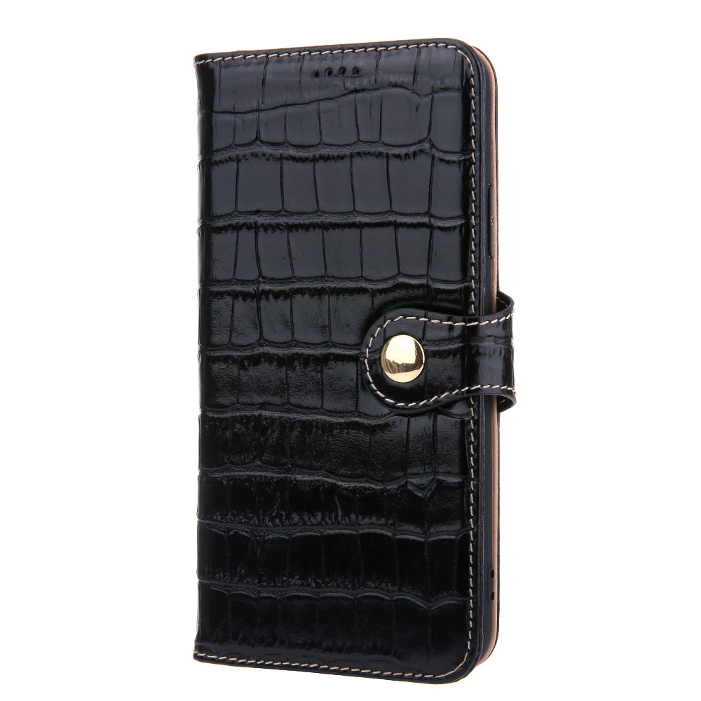 Crocodile Texture Wallet Stand Genuine Leather Case for iPhone 11 6.1 inch - Black-2