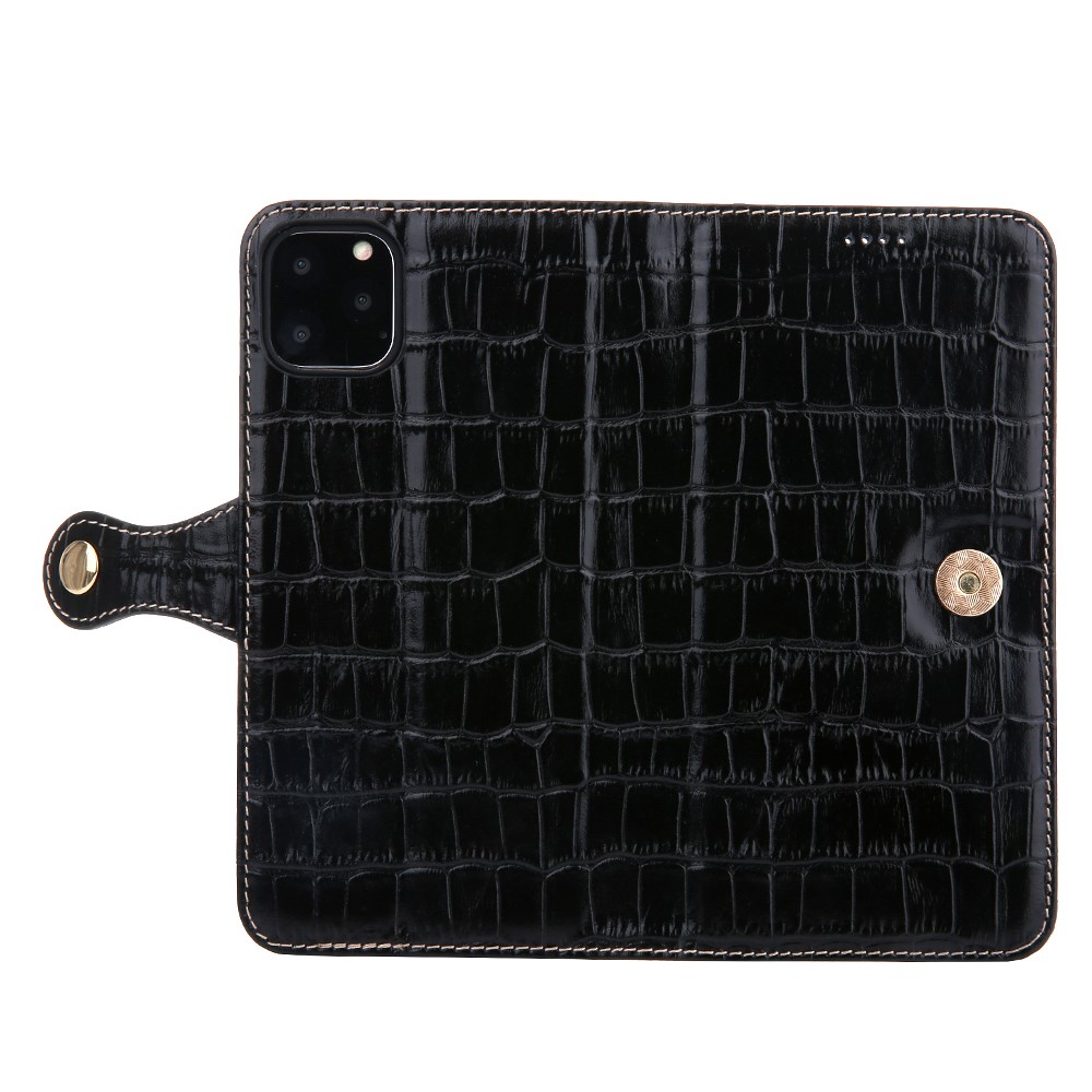 Crocodile Texture Wallet Stand Genuine Leather Case for iPhone 11 6.1 inch - Black-7