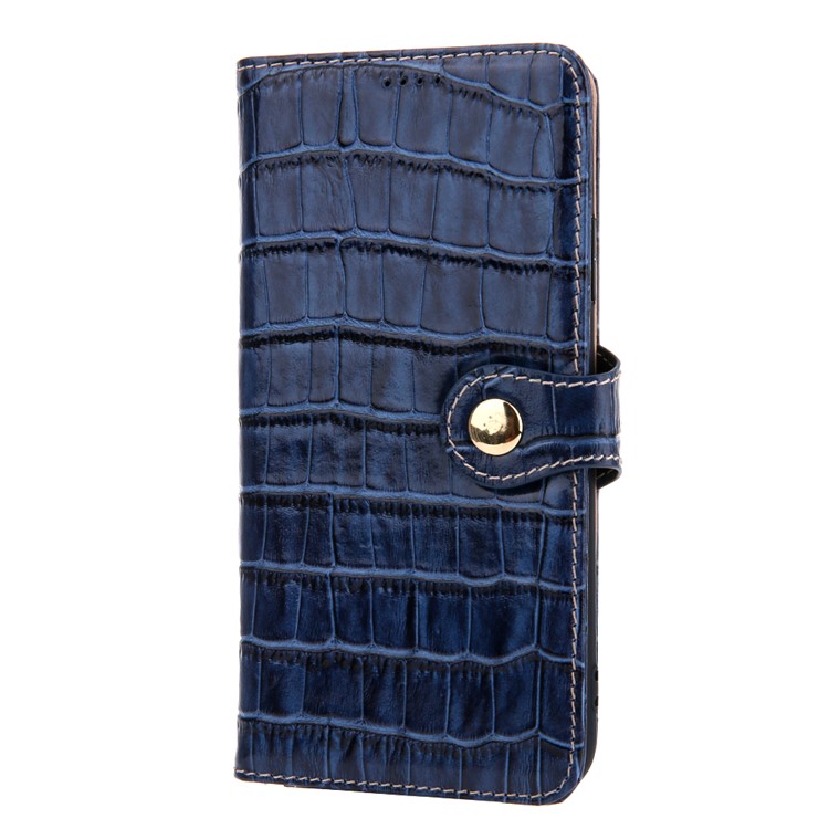 Crocodile Texture Wallet Stand Genuine Leather Case for iPhone 11 6.1 inch - Blue-2