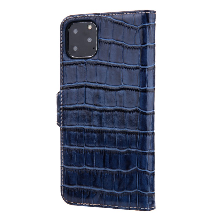 Crocodile Texture Wallet Stand Genuine Leather Case for iPhone 11 6.1 inch - Blue-3