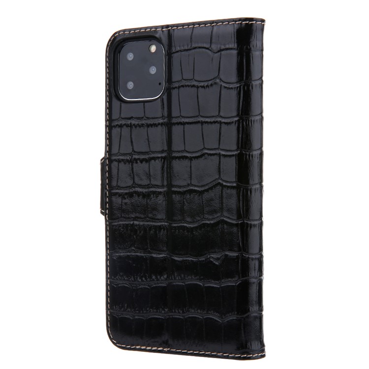 Crocodile Texture Wallet Stand Genuine Leather Case for iPhone 11 Pro 5.8 inch - Black-3