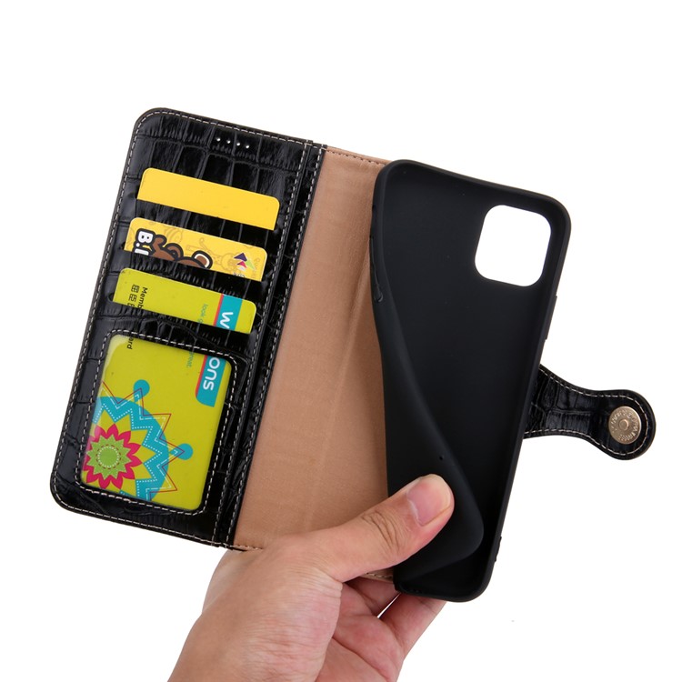 Crocodile Texture Wallet Stand Genuine Leather Case for iPhone 11 Pro 5.8 inch - Black-7