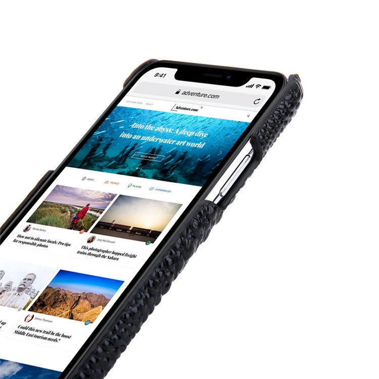 Alligator Head Texture Cowhide Leather Coated PC Phone Shell for iPhone 11 6.1 inch - Black-7