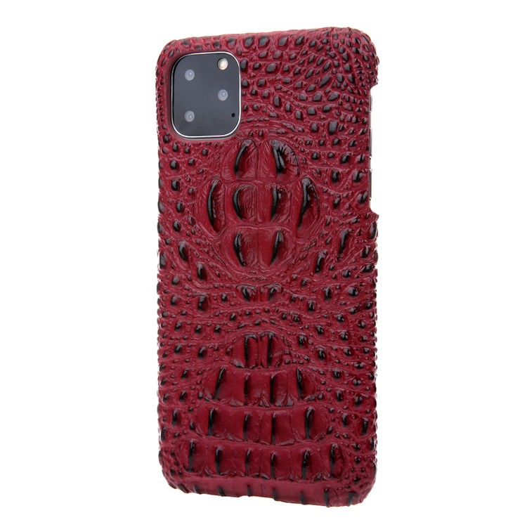 Alligator Head Texture Cowhide Leather Coated PC Phone Shell for iPhone 11 6.1 inch - Red-2