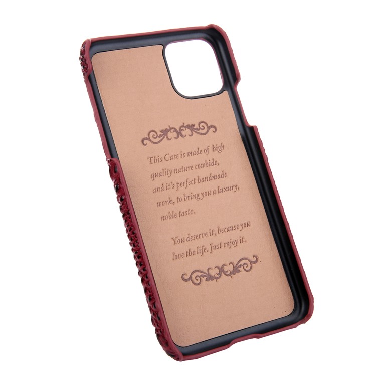 Alligator Head Texture Cowhide Leather Coated PC Phone Shell for iPhone 11 6.1 inch - Red-8