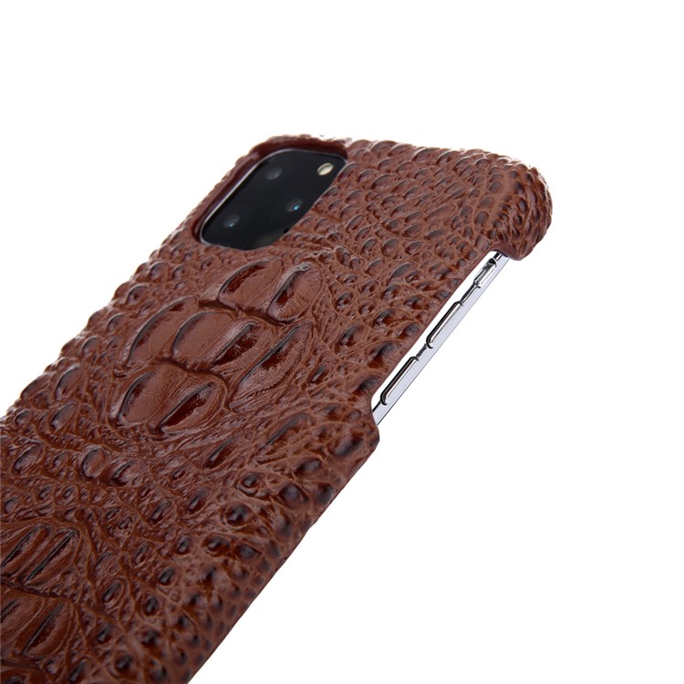 Alligator Head Texture Cowhide Leather Coated PC Phone Shell for iPhone 11 6.1 inch - Brown-7