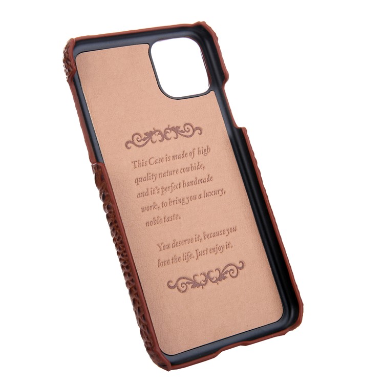Alligator Head Texture Cowhide Leather Coated PC Phone Shell for iPhone 11 6.1 inch - Brown-8