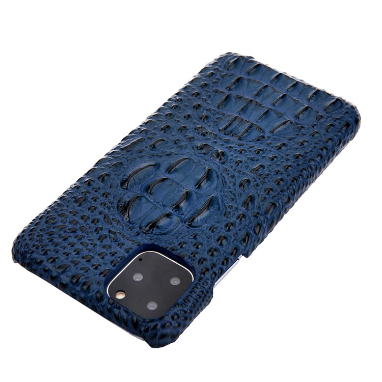 Alligator Head Texture Genuine Leather Coated PC Phone Shell Protective Case for iPhone 11 Pro Max 6.5 inch - Blue-4