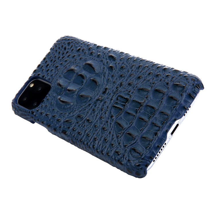 Alligator Head Texture Genuine Leather Coated PC Phone Shell Protective Case for iPhone 11 Pro Max 6.5 inch - Blue-5