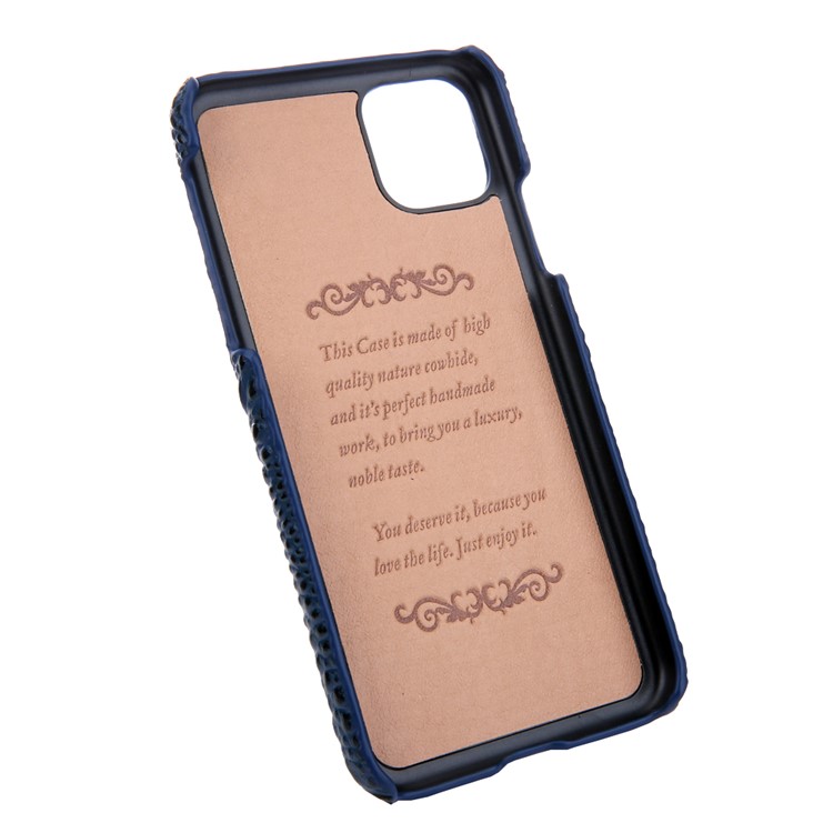 Alligator Head Texture Genuine Leather Coated PC Phone Shell Protective Case for iPhone 11 Pro Max 6.5 inch - Blue-8