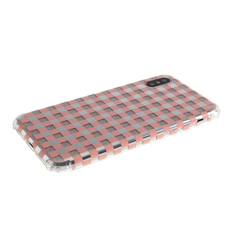 Gitter Textur IMD Stoßdämpfung Acryl + TPU Hybrid Schutzhülle Für IPhone XS Max 6,5 Zoll - Orange-5