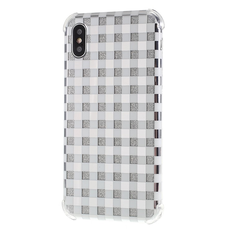 Lattice Texture IMD Shock-absorption Acrylic + TPU Hybrid Protective Phone Case for iPhone XS Max 6.5 inch - White-2