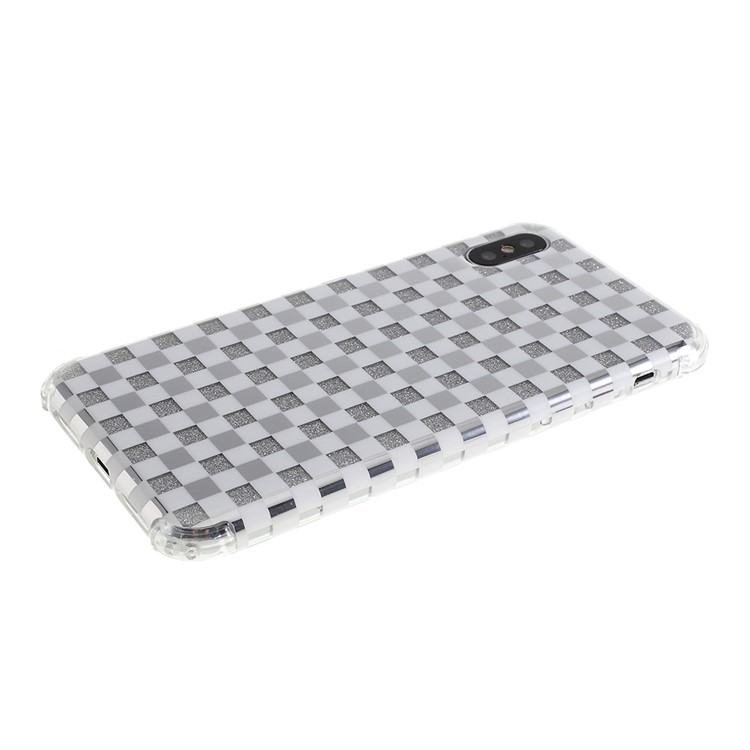 Lattice Texture IMD Shock-absorption Acrylic + TPU Hybrid Protective Phone Case for iPhone XS Max 6.5 inch - White-5