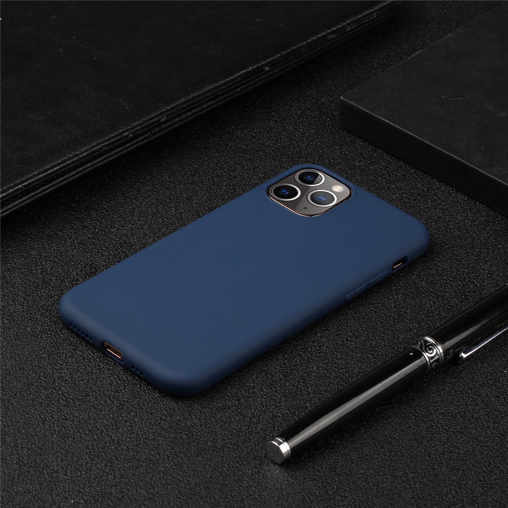 Pure Color Back Cover Soft TPU Phone Case for iPhone 11 Pro Max 6.5 inch - Dark Blue-4