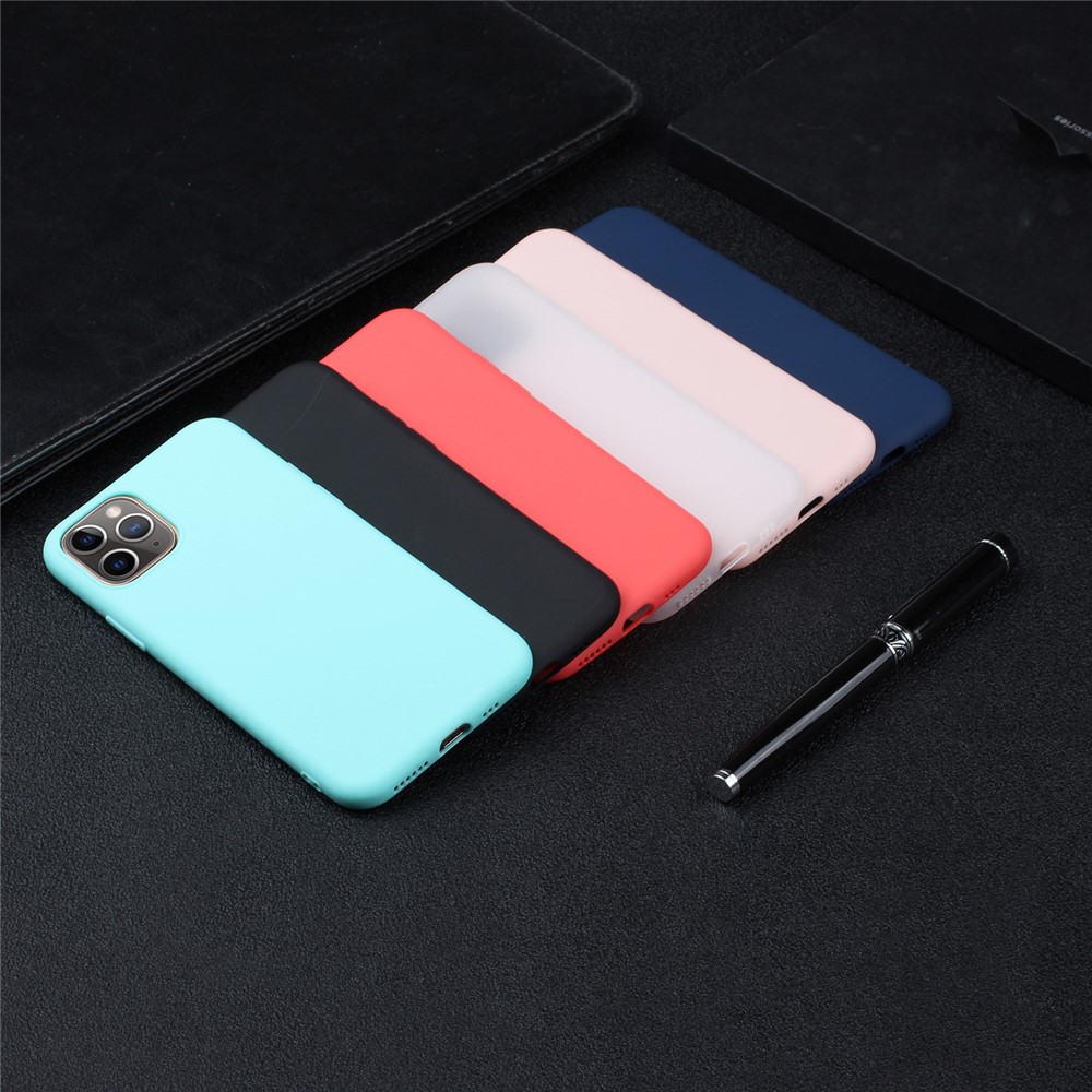 Pure Color Back Cover Soft Tpu Case Para TPU Para Iphone 11 Pro Max 6.5 Pulgadas - Azul Oscuro