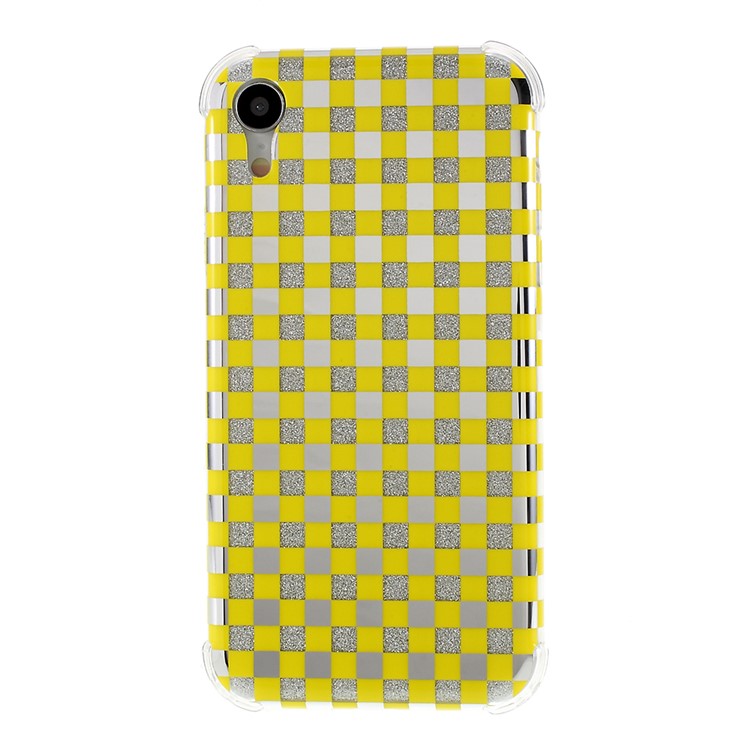 IMD Lattice Pattern Acrylic + TPU Hybrid Protective Phone Case for iPhone XR 6.1 inch - Yellow-1